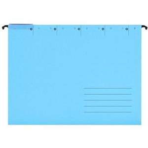 25 x blauwe hangmappen voor A4, hangmappen, opzij open, incl. tabbladen