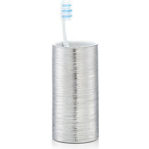 Zeller tandenborstelbeker Brushed, steengoed, zilver, diameter 7 x 13,5 cm