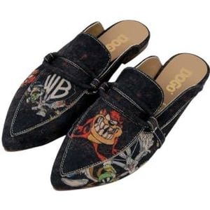 DOGO Dames Vegan Lederen Pantoffels - Warner Bros Tasmanian Devil Patroon, Meerkleurig, 37 EU