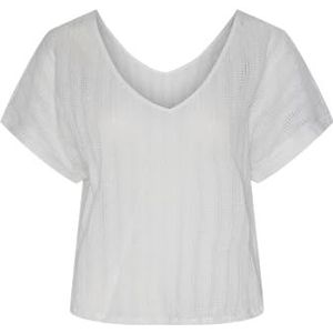 PCAFIE SS Omkeerbare Lace Top SWW, wit (bright white), M