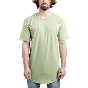 Blackskies Round Basic Longshirt | Lang Oversize Fashion Lange Mouwen Heren T-Shirt Long Tee - Diverse kleuren S M L XL, grijs-groen, M