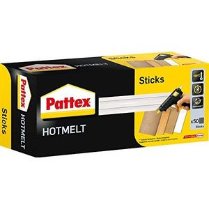Pattex Hotmelt Sticks navulling, lijmsticks voor het hete lijmpistool met extreem hoge transparantie, 50 hotmelt lijmsticks voor knutselen, decoreren en repareren