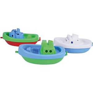 Lena 65470 - Waterplezier 3-delige bootset, 3 kunststof bootjes voor in bad, waterspeelgoedzet voor peuters vanaf 1 jaar, 3 drijvende speelgoedboten met trekhaak, voor in bad, zwembad of zandbak
