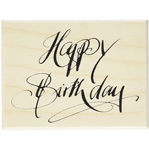 Rayher Stempel hout ""Happy Birthday"", 6 x 8 cm, houten stempel verjaardag, voor het ontwerpen van kaarten, enveloppen, geschenken, boterstempel 28479000