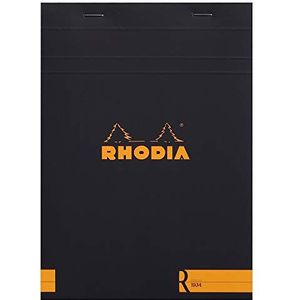 RHODIA 162012C – notitieblok ""de R"" nr. 16 zwart – A5 – gelinieerd – 70 vellen afneembaar – licht ivoorkleurig papier 90 g/m – fluweelzachte omslag – Basics nr. 16 (A5)