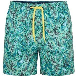 RIPT Essentials Jongenszwemshort Quick Dry UV 50 Zonbescherming Peach Finish Zwemshort Trunks, Groene bladprint, 7-8 Jaren