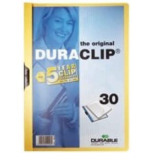 Durable DURACLIP 30 A4-clipdop | Geschikt voor maximaal 30 vellen A4-papier | Robuuste metalen clip met veer | Gele gekleurde mappen