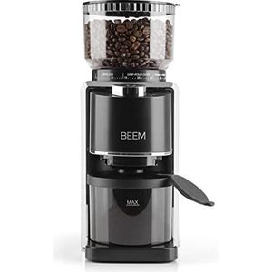 BEEM GRIND-PERFECT Elektrische koffiemolen, 250 g, 35-traps maalgraad-instelling, kegelmaalwerk, dosering via draaiknop instelbaar (2-12 kopjes), direct in zeefhouder met Ø 52-58 mm malen