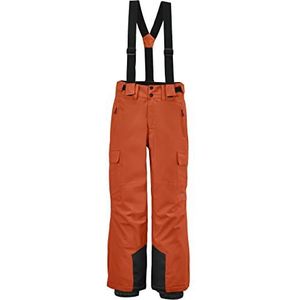Killtec Jongens functionele broek/skibroek met afritsbare broek, sneeuwvanger en randbescherming KSW 183 BYS SKI PNTS, oranje, 128, 38789-000