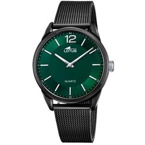 LOTUS Horloge model 18736/1 uit de collectie Minimalist, behuizing 40 mm, groen met zwarte stalen band voor heren