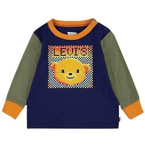 Levi's Baby Jongens Lvb Pixel Colorblock ls tee 6ej085 T-shirt, Oceaan Cavern, 9 Maanden