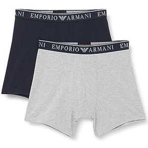 Emporio Armani Boxershorts voor heren, verpakking van 2 stuks, Melange Grey/Marine, S