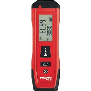 Hilti 2190182 PD-S afstand lasermeter (tot 60 m, compact ontwerp, om afstanden en gebieden met scherm te meten voor donkere omgevingen en intuïtief toetsenbord met geheugen. Case)