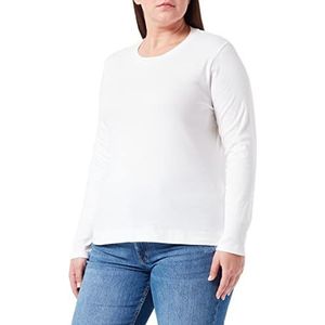 Maerz Basic katoenen longsleeve voor dames, 1/1 mouw, New White, Regular