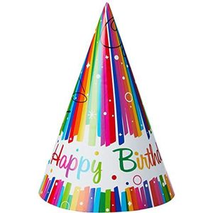 Unique Party 49571 - Regenboog Linten Verjaardagsfeesthoeden, 8 stuks