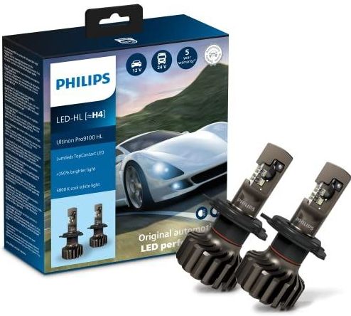 Philips Ultinon Pro9100 - LED-HL H4 Set - Koel Wit Licht - 350% Helderder