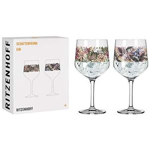 Ritzenhoff 3691001 gin-glas, 700 ml, serie schaduwfauna set nr. 1, 2 stuks, ooievaar en vlinder, made in Germany