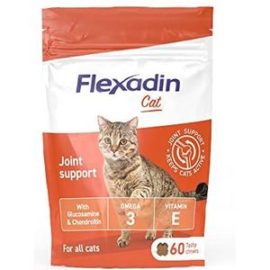 Vetoquinol Flexadin Cat - Aanvullend voer voor katten, ter ondersteuning van het gewrichtsmetabolisme - Eetlust - 60 tabletten - 90 g
