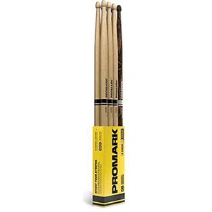ProMark Rebound 5B Hickory drumstick, Acorn Wood Tip, FireGrain 4-pack, lak, bonuspakket