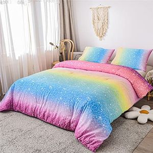 Holawakaka Space Star Ombre Trooster Set Ombre Multi-Color Gradient Beddengoed Set Twin Size (Multi-Color, Twin)