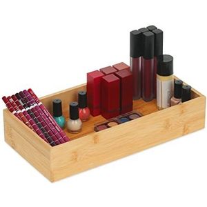 Relaxdays bamboe organizer - bureau organizer - lage make up organizer - kleine opbergbox