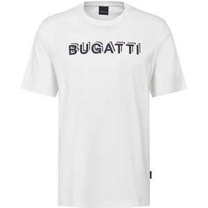 bugatti Heren-T-shirt met ronde hals en logoprint, korte, 10-wit, M