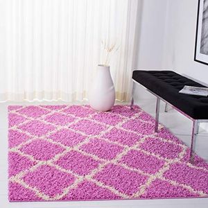 Safavieh Dallas Shag Collection SGD557A tapijt, donkergrijs en ivoor, 25,4 x 35,6 cm Casual 4' x 6' roze/ivoorkleurig.
