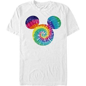 Disney Uniseks Mickey Tie Dye Fill Biologisch T-shirt met korte mouwen, wit, M