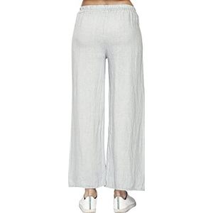 Bonateks - Damesbroek - Lichtgrijs - 100% Linnen - Elastische Taille