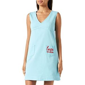 Love Moschino Dames mouwloze A-lijn V-hals Dress, Turquoise, 44, turquoise, 44