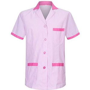 MISEMIYA - Medisch hemd unisex verpleegkundige uniform laboratoriumreiniging esthetiek tandarts gezondheidszorg gastronomie W820, Roze, XL