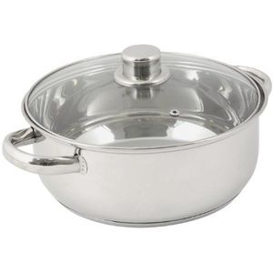 Crealys 502385 L roestvrijstalen braadpan met glazen deksel Ø 24 cm