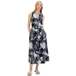 TOM TAILOR Maxi-jurk voor dames met ceintuur, 35283 - Navy Blue Flower Design, 38