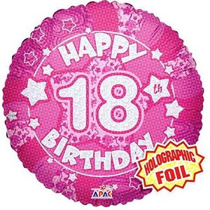 Suki Gifts S9019428 18e verjaardag holografische folieballon, roze