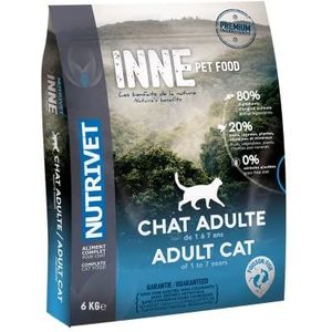 NUTRIVET - Inwendige kat - graanvrij voer - volwassen kat - vis - 80% ingrediënten van dierlijke oorsprong - 6 kg