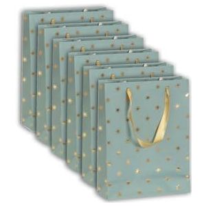 Clairefontaine 212893Cpack – een set van 5 premium geschenkzakjes – middelgroot formaat – 17 x 6 x 22 cm – 170 g – motief: groene en gouden herten op een witte achtergrond, Kerstmis – ideaal voor: