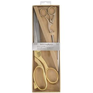 Milward 2189021 Premium cadeauset, inclusief dressmaking schaar en ooievaar borduurschaar, goud, 25,5 cm en 11,5 cm