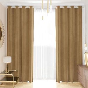 PETTI Artigiani Italiani - Fluwelen gordijnen voor binnen met ringen, 2 stuks, 140 x 280 cm, fluwelen gordijnen voor slaapkamer en woonkamer, isolerend en modern, taupe, 100% Made in Italy