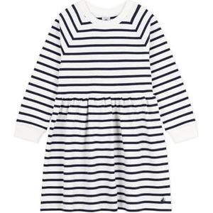 Petit Bateau Jurk met lange mouwen voor meisjes, Wit/Blauw, 12 Jaren