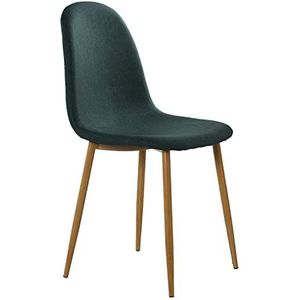 DRW Set van 4 stoelen en poten van metaal, houtlook, groen en hout, 44 x 52 x 87 cm, zitvlak 49 cm