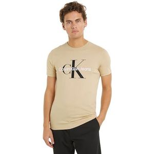 Calvin Klein Jeans Heren T-shirt met korte mouwen en ronde hals, Bleek Khaki, 6XL grote maten