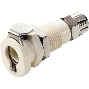 Bürkle PP snelsluitkoppelingen met slangschroefverbinding voor plaatmontage, met ventiel, NW 3,2 mm, moerdeel, 4 mm binnendiameter, 6 mm slangbuitendiameter, 44 mm lengte