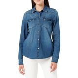 VERO MODA Dames Vmmaria Ls Denim Slim Shirt Mix New Noos Blouse, blauw (medium blue denim), S