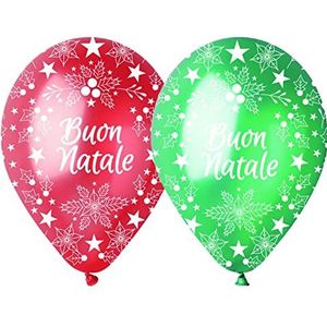 Zak 25 ballonnen met opdruk Vrolijk kerstfeest van natuurlatex premium kwaliteit G120 (Ø 33 cm/13 inch) rood/groen