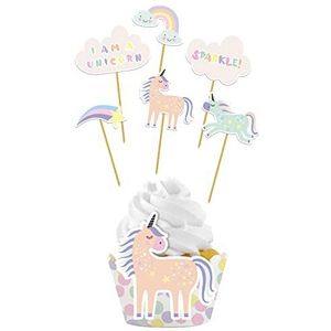 Folat 68303 Cupcake Decoratie Set Unicorns & Rainbows - 12-delig