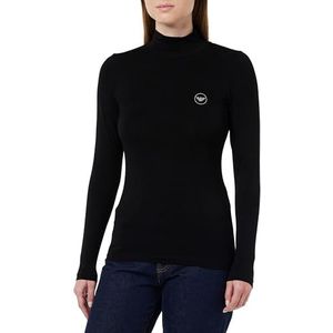 Emporio Armani Turtleneck Fluid Viscose T-shirt voor dames, zwart, XS