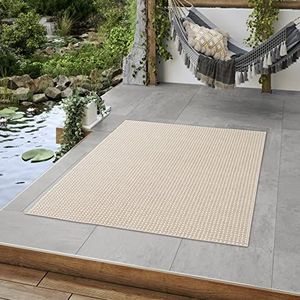BALTA Buitenkleed, plat geweven tapijt, ideaal voor buiten op het terras of binnen in de woon-/slaapkamer, machinegeweven, polypropyleen, 160 x 230 cm, lichtbeige