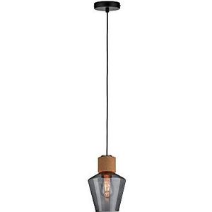 Paulmann 79740 Neordic Edla hanglamp max. 1x20W hangende lamp voor E27 lampen plafondlamp rookglas/kurk/zwart 230 V zonder lichtbron