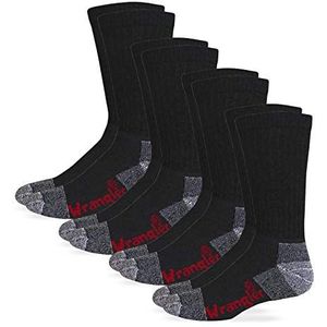 Wrangler Heren Riggs stalen teen boot werk crew katoenen kussen sokken 4 paar pack, zwart, groot, Zwart, Large