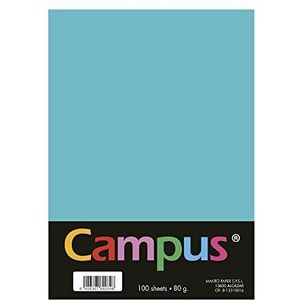 Campus - A4 100 stuks 80 g/m² gekleurd papier 210 x 297 mm gekleurd papier A4 soft touch papier, perfect voor boekbinding, kantoor, tekenen en knutselen, turquoise